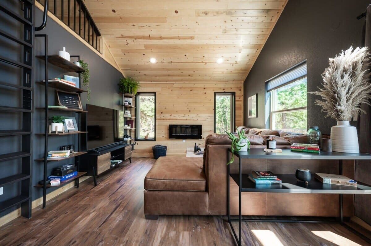 Télévision, cheminée, espaces bureaux