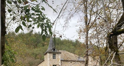 Moulin Transformé en Château au Coeur du Lot. Parc et Rivière Dans la Propriété