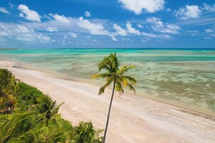 On the beach, white sand
