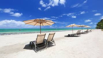 On the beach, white sand