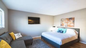 Desk, iron/ironing board, travel cot, free WiFi