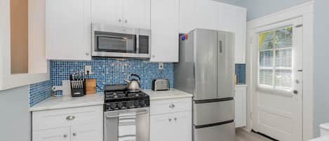 Fridge, microwave, oven, toaster