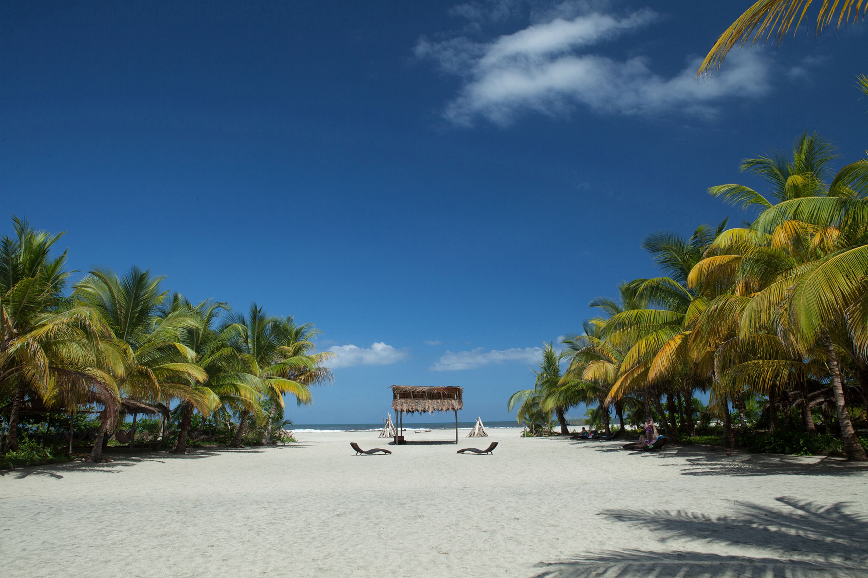 Private beach, white sand, sun-loungers, beach towels