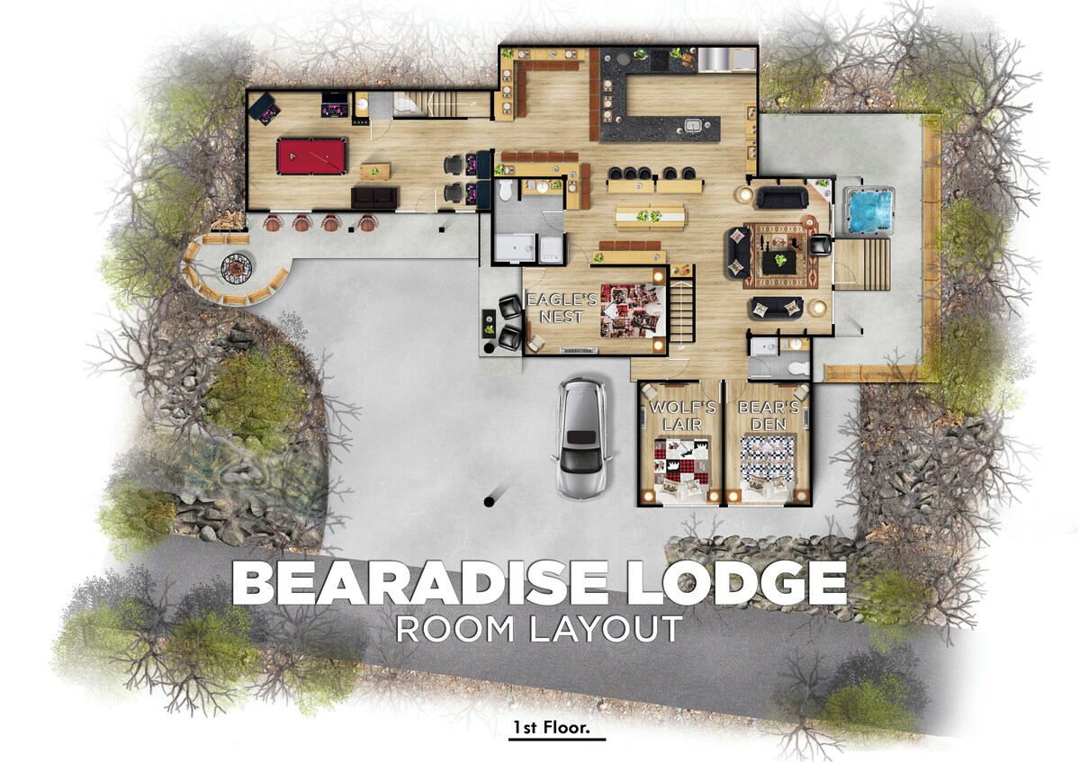 Photo 77 of So many bedrooms! Gatlinburg's best group cabin! Fire pit / hot tub / game room!