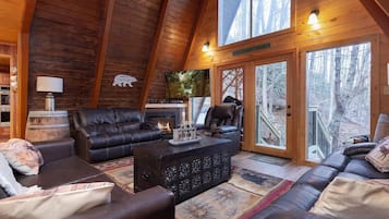 Smart TV, chimenea, videojuegos y futbolito