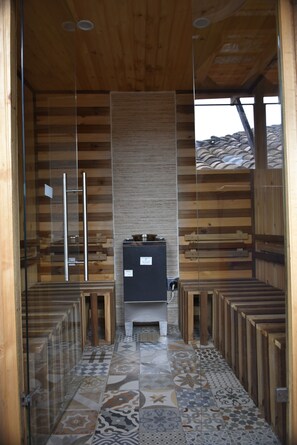 Sauna, deep-tissue massages, massages