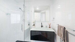 Shower, towels, soap