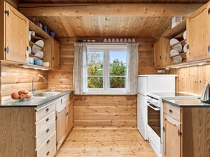 Fridge, microwave, cookware/dishes/utensils