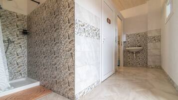 Shower, hair dryer, bidet, soap