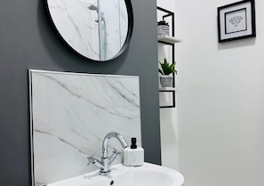 Apartment | Bathroom | Separate tub and shower, deep soaking tub, hair dryer, towels