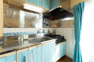Basic Apartment | Private kitchen | Full-size fridge, microwave, stovetop, electric kettle