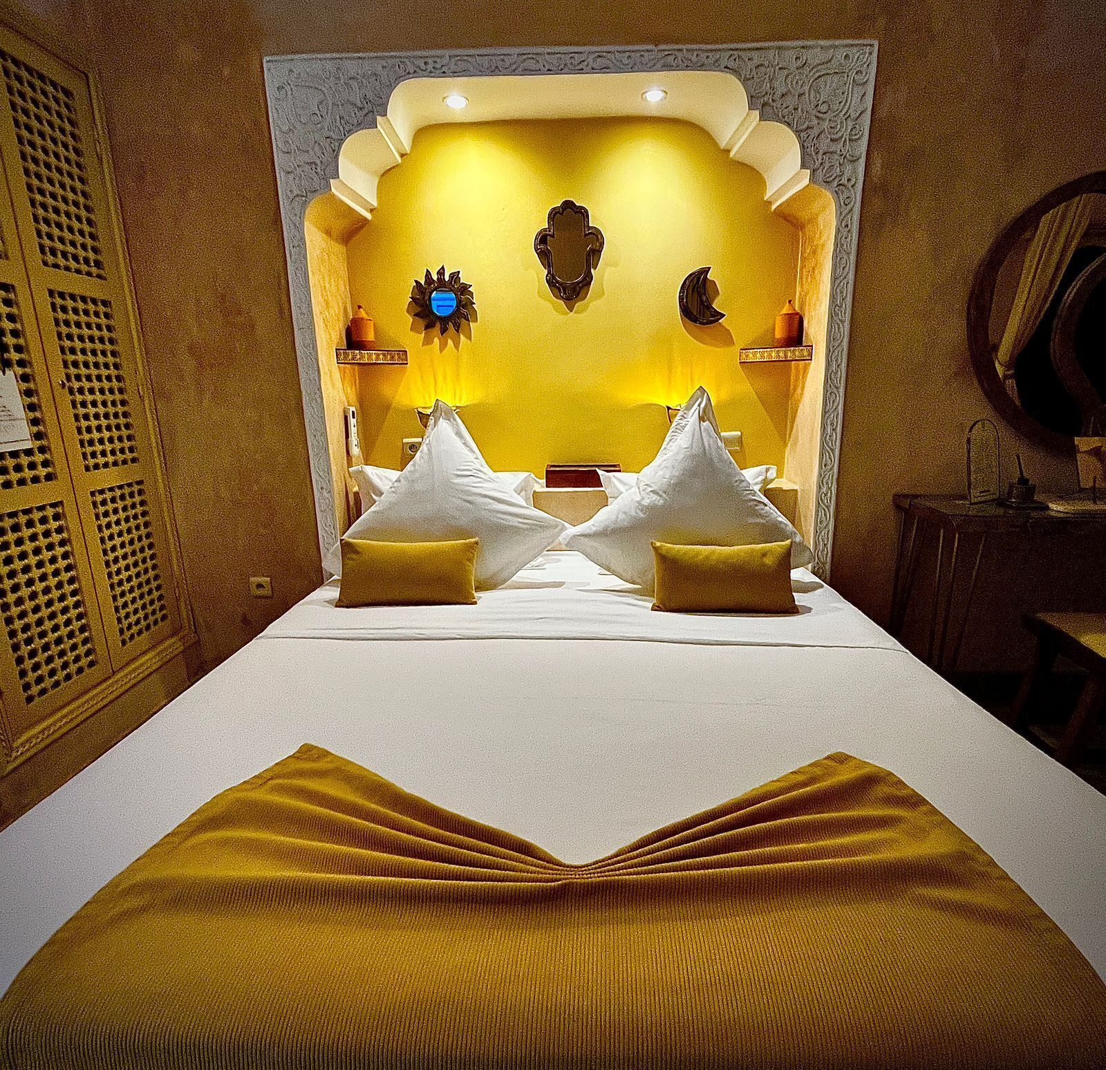 Premium Triple Room, Ensuite, Courtyard View (Chambre Miel) | Frette Italian sheets, premium bedding, down comforters