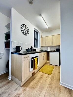 Fridge, microwave, toaster, high chair