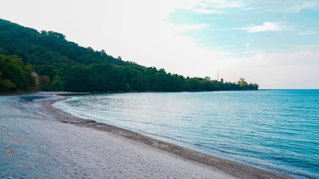 On the beach, white sand