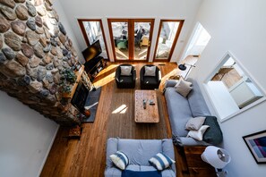 TV, fireplace - Union Pier Home with Private Pool and Association Beach! (Union Pier)