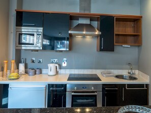 Fridge, microwave, oven, toaster
