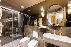 Classic Double Room | Bathroom | Shower, rainfall showerhead, hair dryer, bathrobes