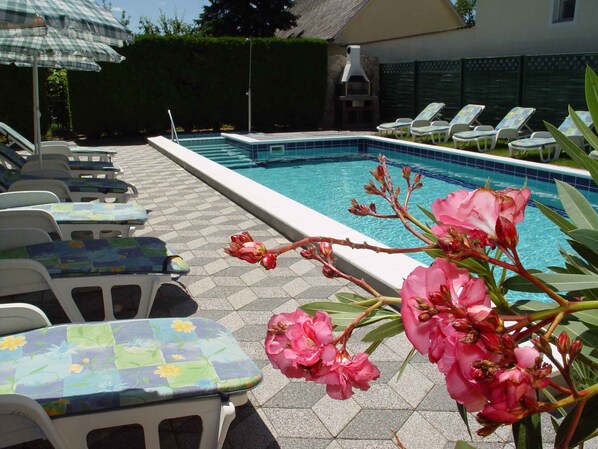 Pool - Holiday home with outdoor pool and air conditioning (Balatonszárszó)