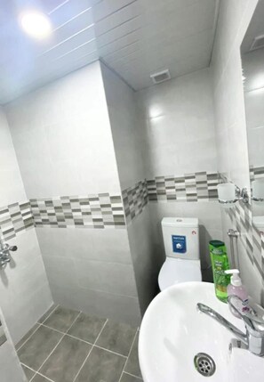 Haartrockner, Handtücher, Seife, Toilettenpapier