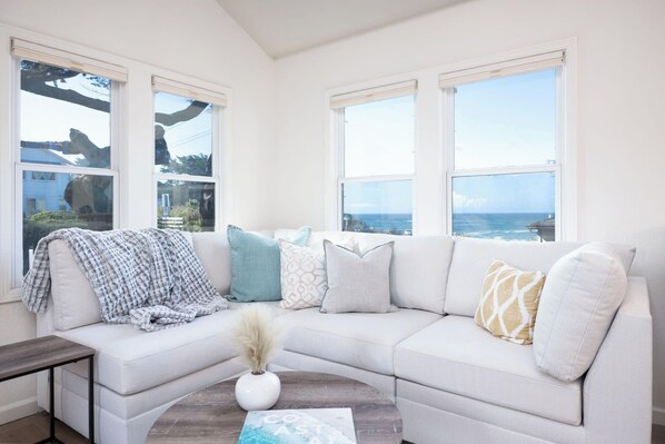 TV, fireplace, books