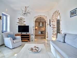 Smart-TV, peis og bøker