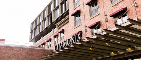 A brick building with a sign reading "CHAMONIX".