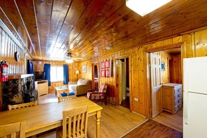 Una televisión, una chimenea