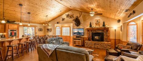 Smart TV, fireplace, video games