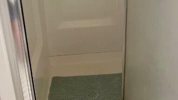 Shower, towels, toilet paper