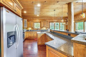 Fridge, microwave, oven, stovetop - Game Room, Deck + Views: Idyllic Slaty Fork Cabin (Slaty Fork)