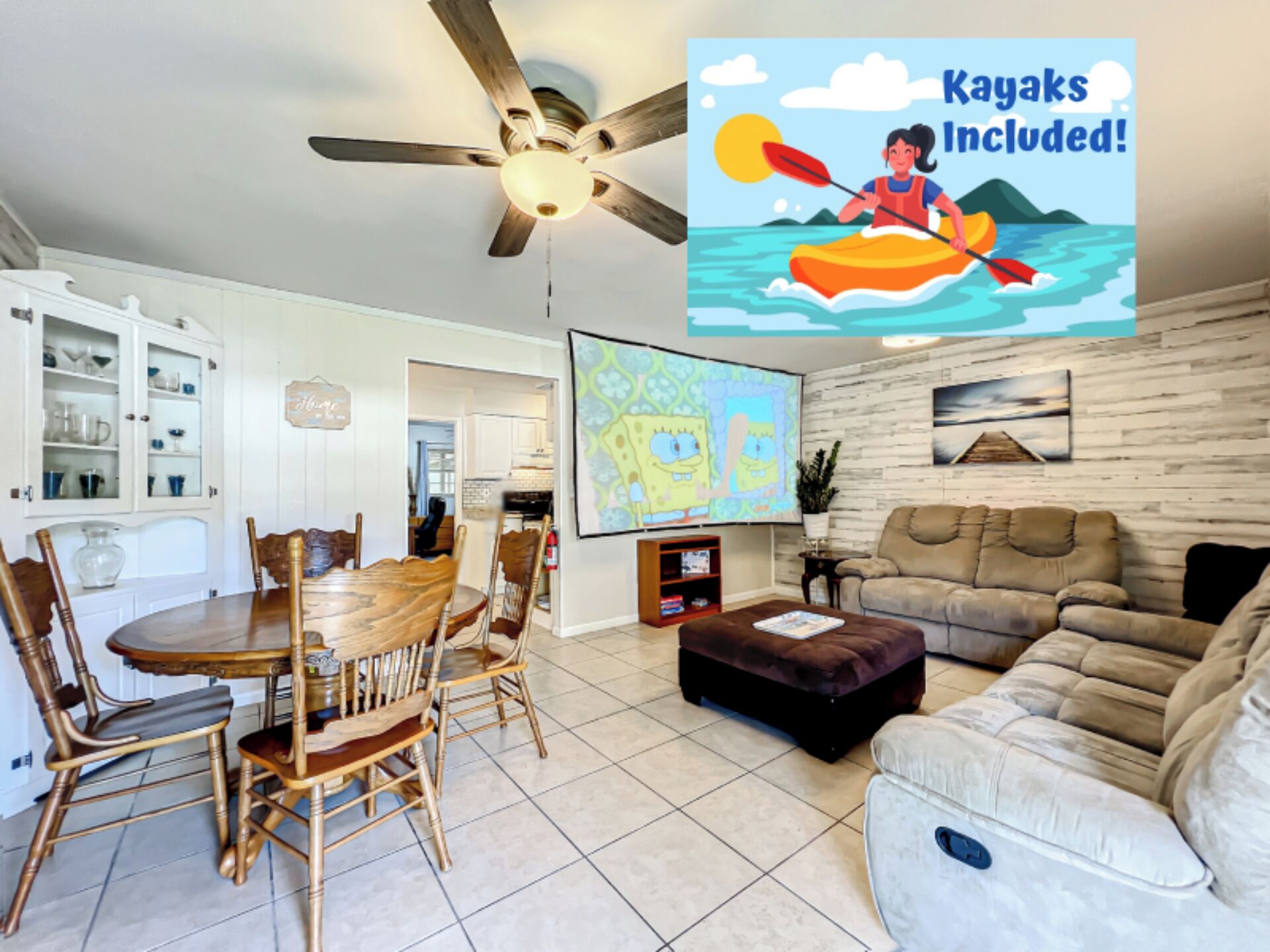 5 min to Beach, Manatees & Springs w/ Kayaks for 6