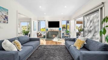 TV, fireplace, offices