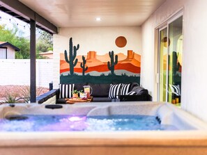 Terrace/patio - Desert Retreat: Hot Tub, Firepit, Grill, Near Saguaro Nat'l Park & Mt. Lemmon (Tucson)