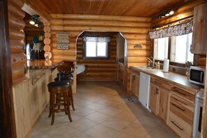 Fridge, microwave, oven, stovetop - Welcome Travelers!  Renovated Log Cabin at Wind River Landing, Dubois, WY (Dubois)