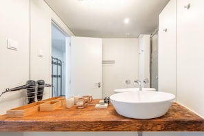 Dusche, Haartrockner, Handtücher