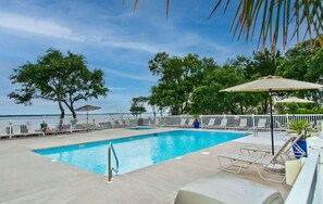 Outdoor pool, a heated pool - Oceanfront, Ocean Club F101, Linens included, 3Br 2ba, pool (Salter Path)