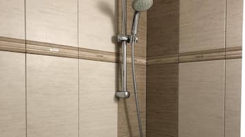 Hair dryer, towels, toilet paper