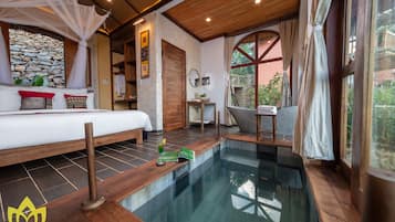 Honeymoon-Bungalow | Hochwertige Bettwaren, Betten mit Memory-Foam-Matratzen, Minibar
