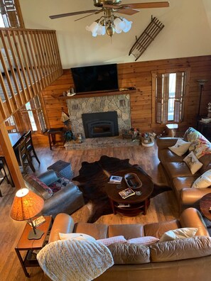 Smart TV, caminetto, libri