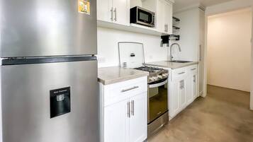 Kühlschrank, Mikrowelle, Ofen, Herdplatte