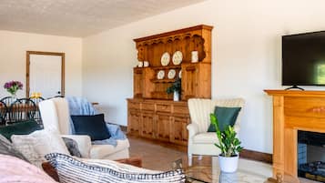 Fireplace, books