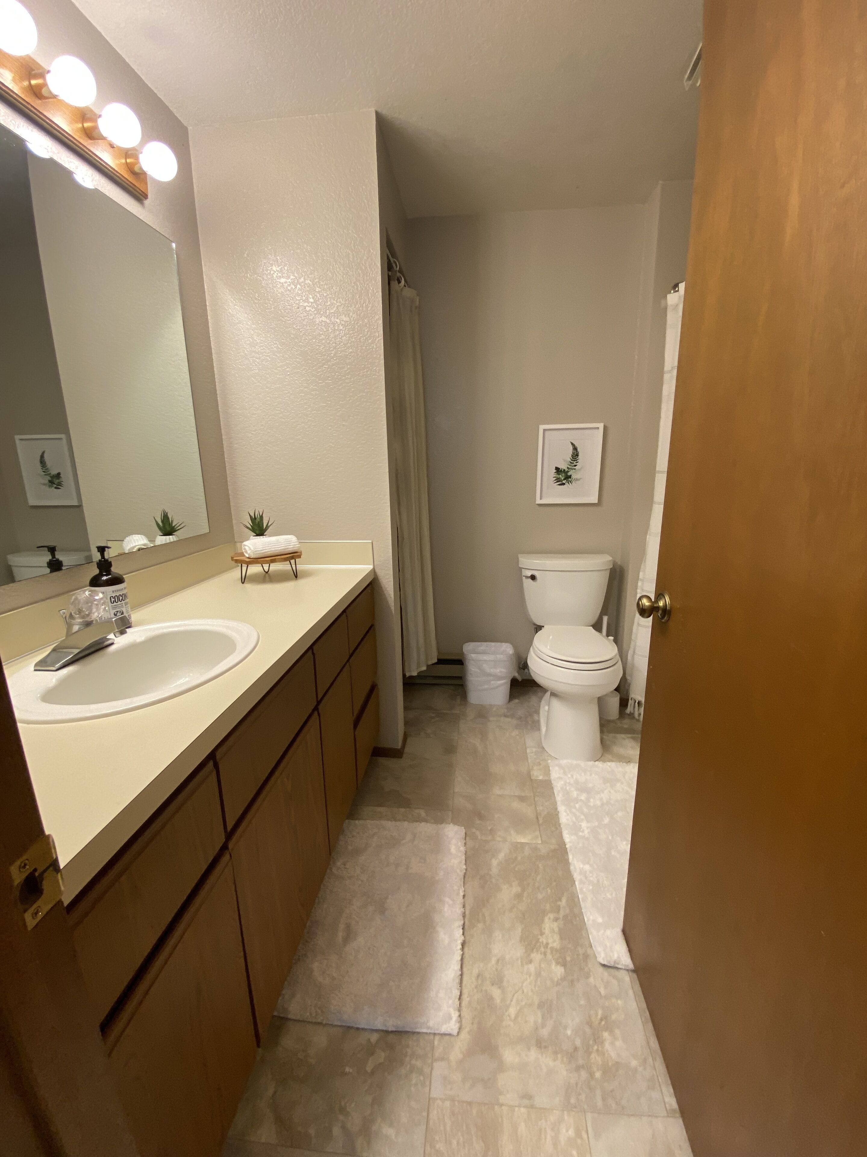 Sèche-cheveux, serviettes fournies, savon, shampoing