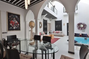 Family Villa, 3 Bedrooms, Pool View | Living area - Riad Modern bed & breakfast  (Marrakech)