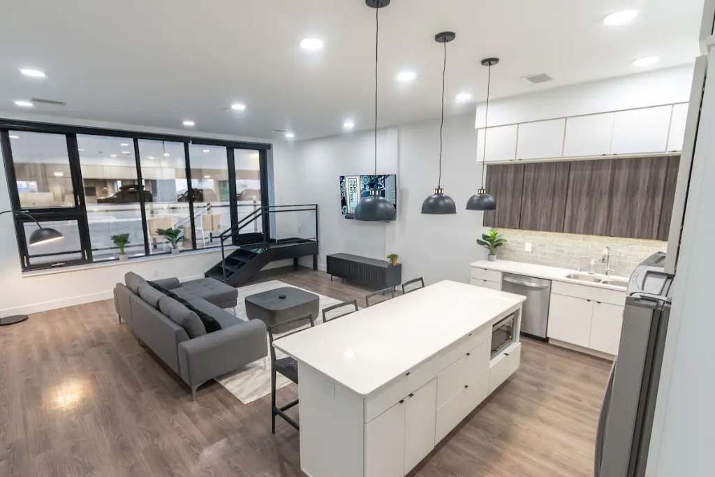 Downtown! Brand New, Modern, Massive Kitchen with Island + Game Room & Theater.