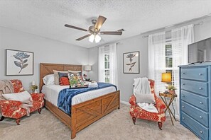 1 bedroom, desk, iron/ironing board, travel crib