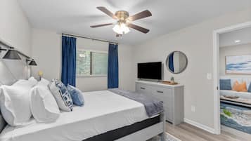 2 bedrooms, desk, iron/ironing board, travel cot