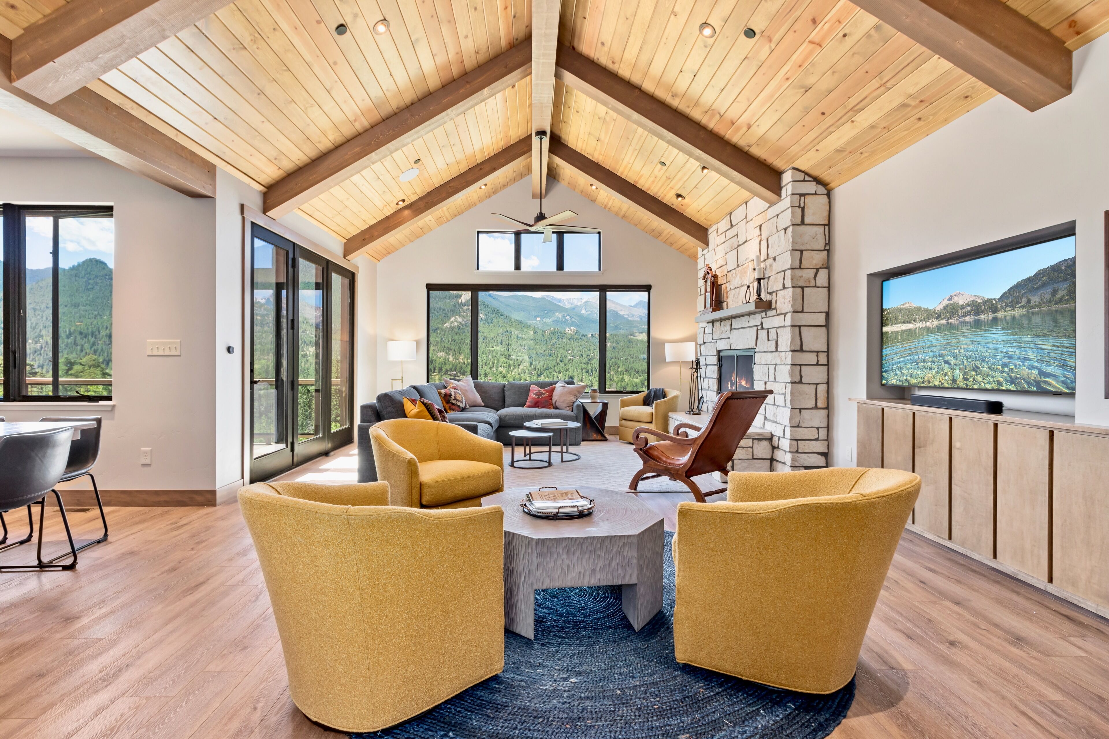 TV, fireplace, ping pong, offices