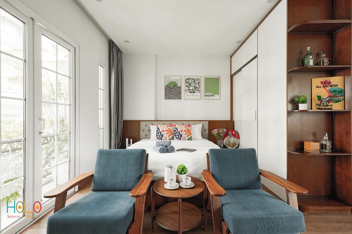 1 Schlafzimmer, individuell dekoriert, individuell eingerichtet