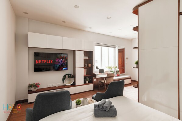 1 Schlafzimmer, individuell dekoriert, individuell eingerichtet