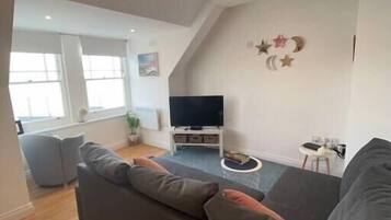 TV, DVD player, books